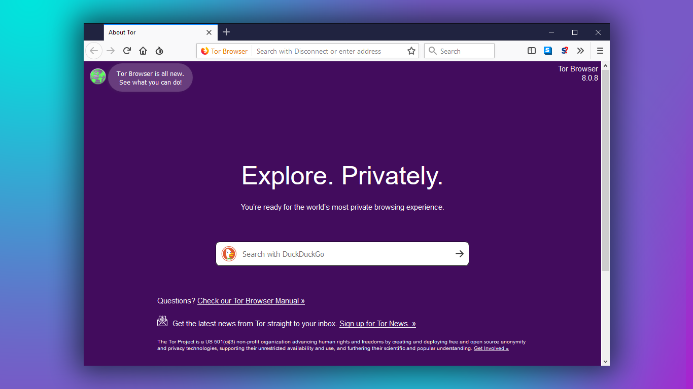 Visit DuckDuckGo on Tor Browser