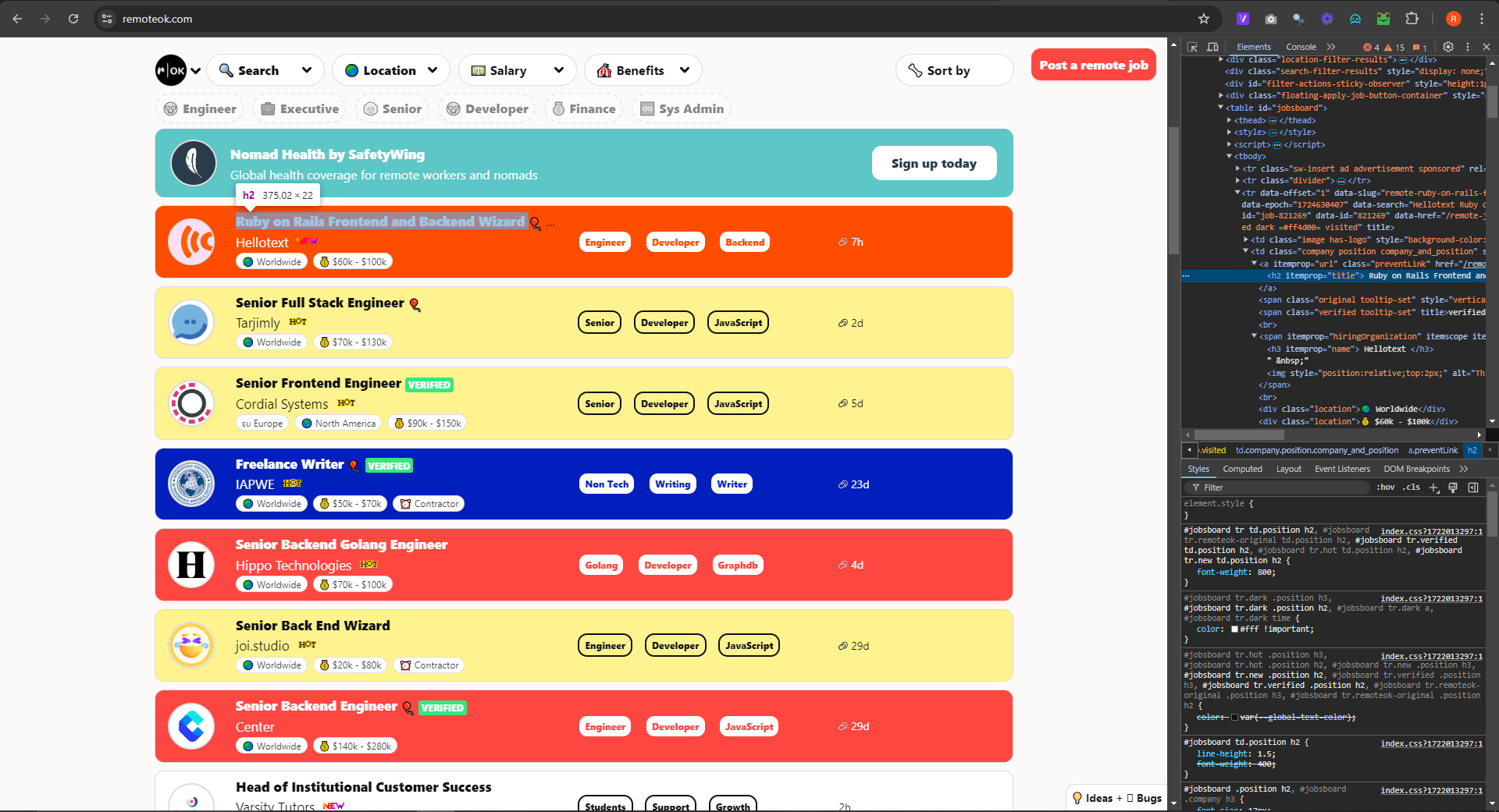 Select the Selector for scraping