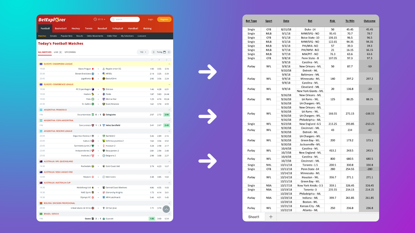 Scrape Data from BetExplorer