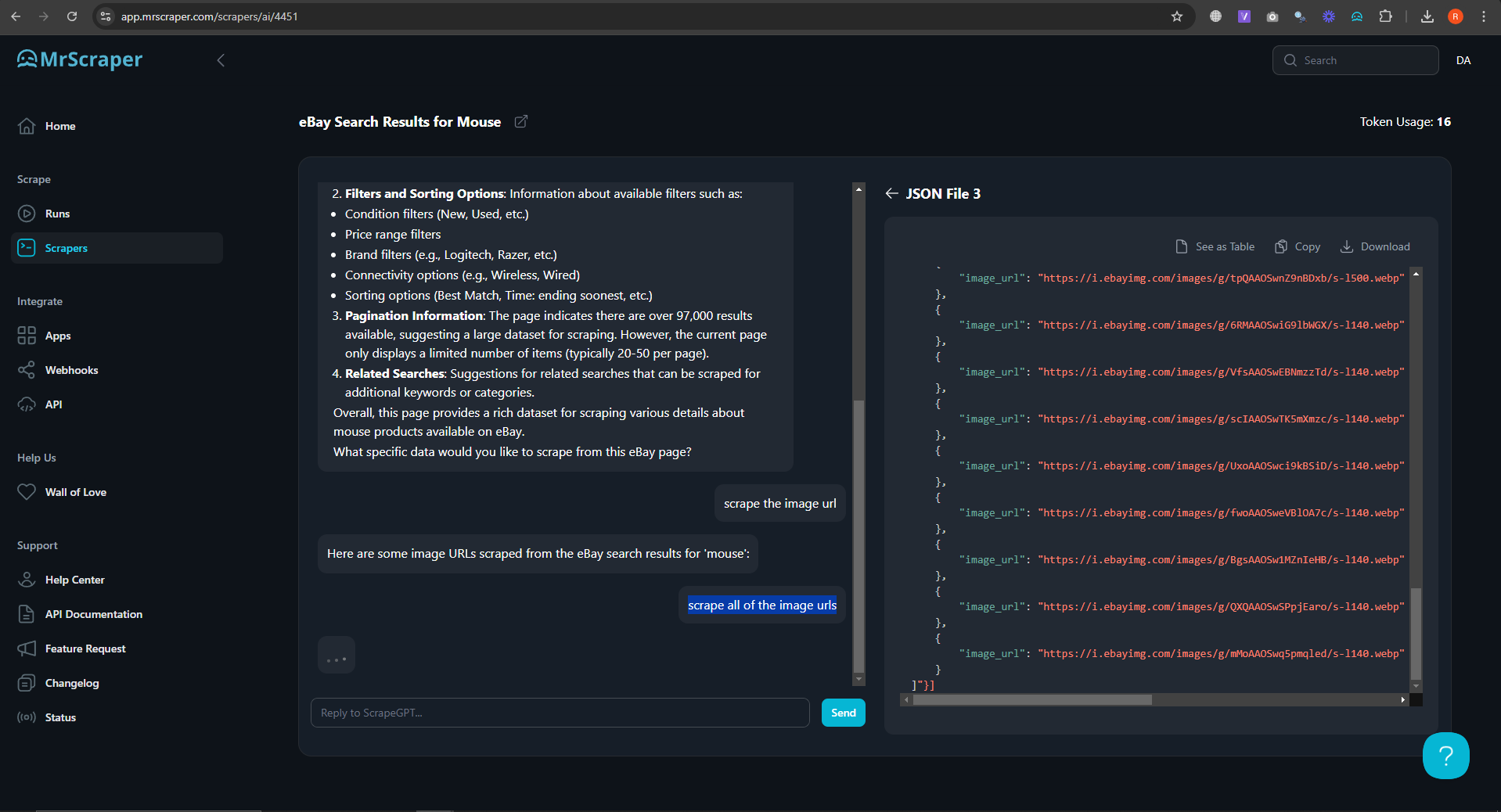 choose and download the scraping file