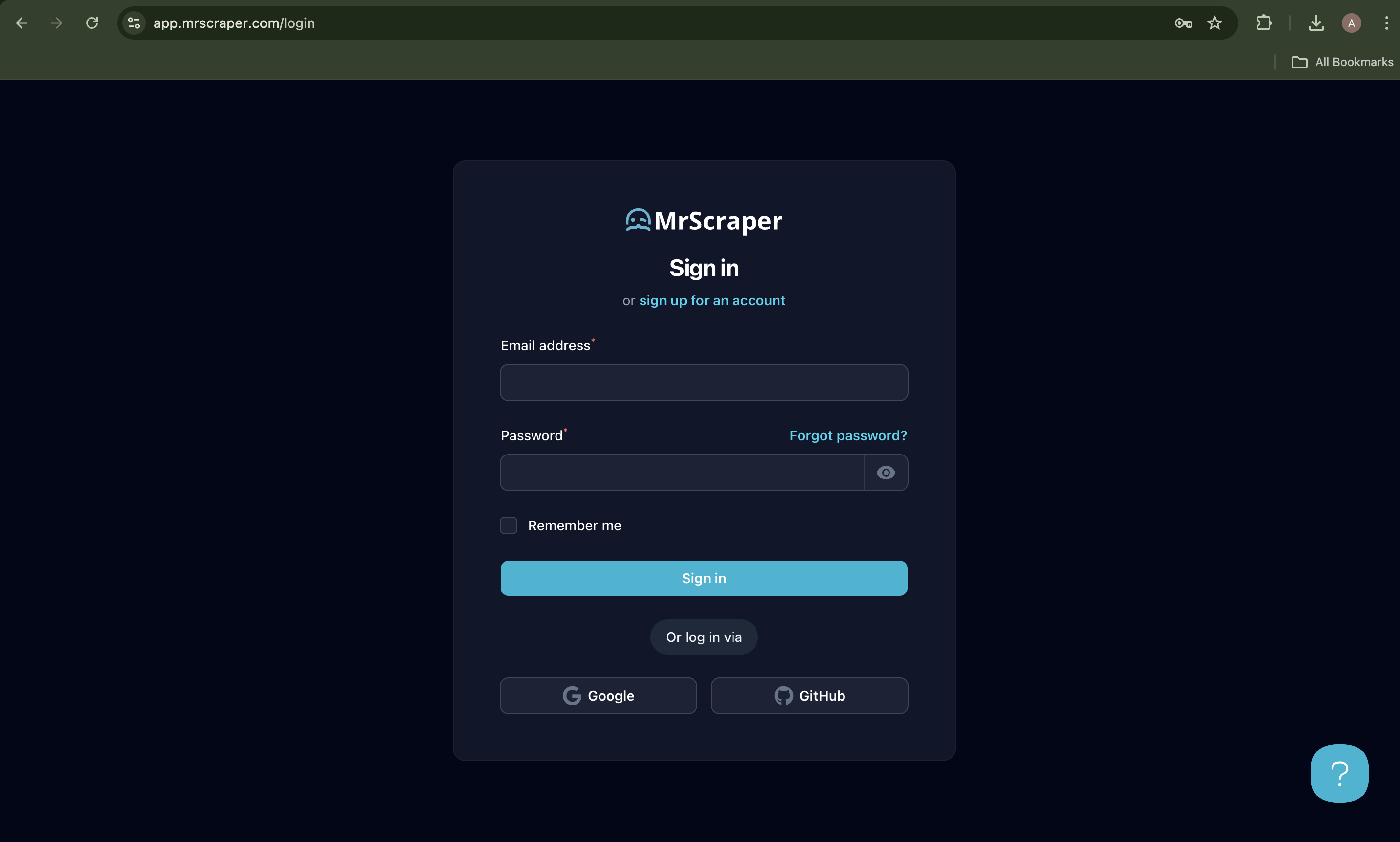 Sign Up for MrScraper