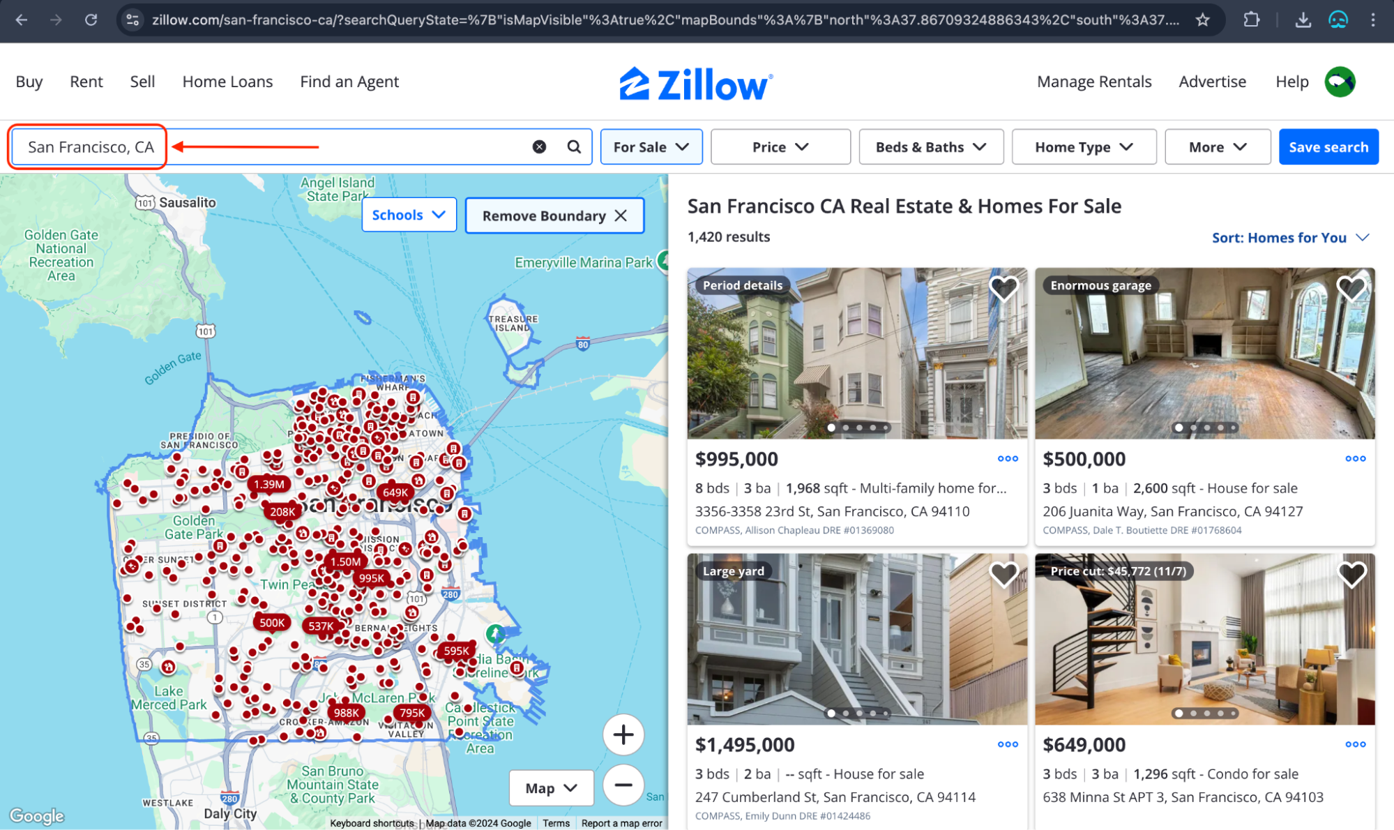 Scraping Zillow San Francisco