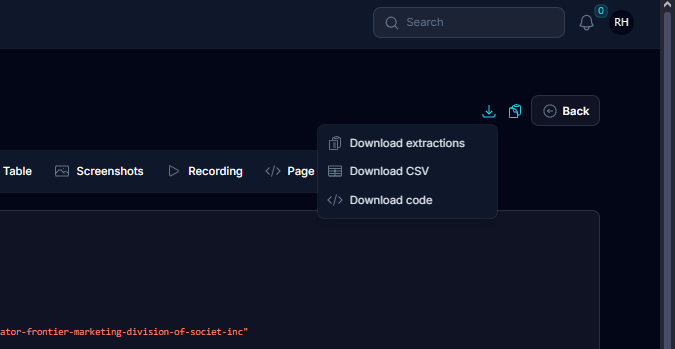 Download Data by Using Json or CSV Format